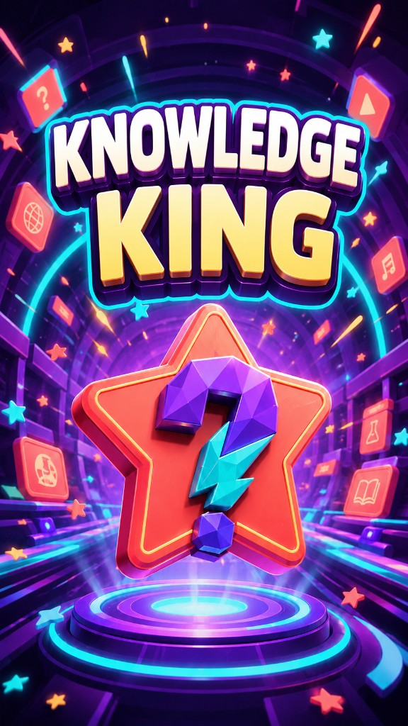 Knowledge King splash: star, question mark, and lightning bolt